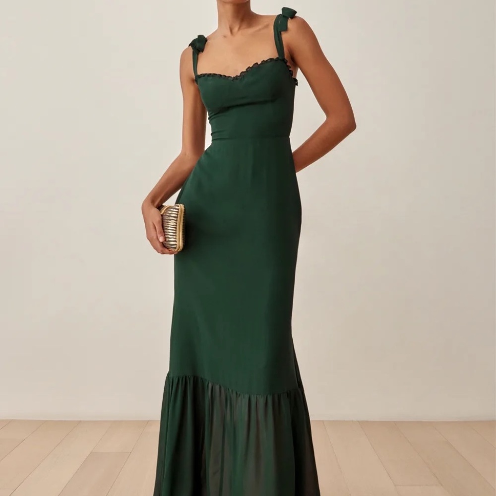 Reformation Petites Jasen Dress in Forest Green 6P